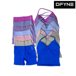 DFYNE Impact Seamless Workout Set – Longline Tank Top & Scrunch Shorts Activewear for Women