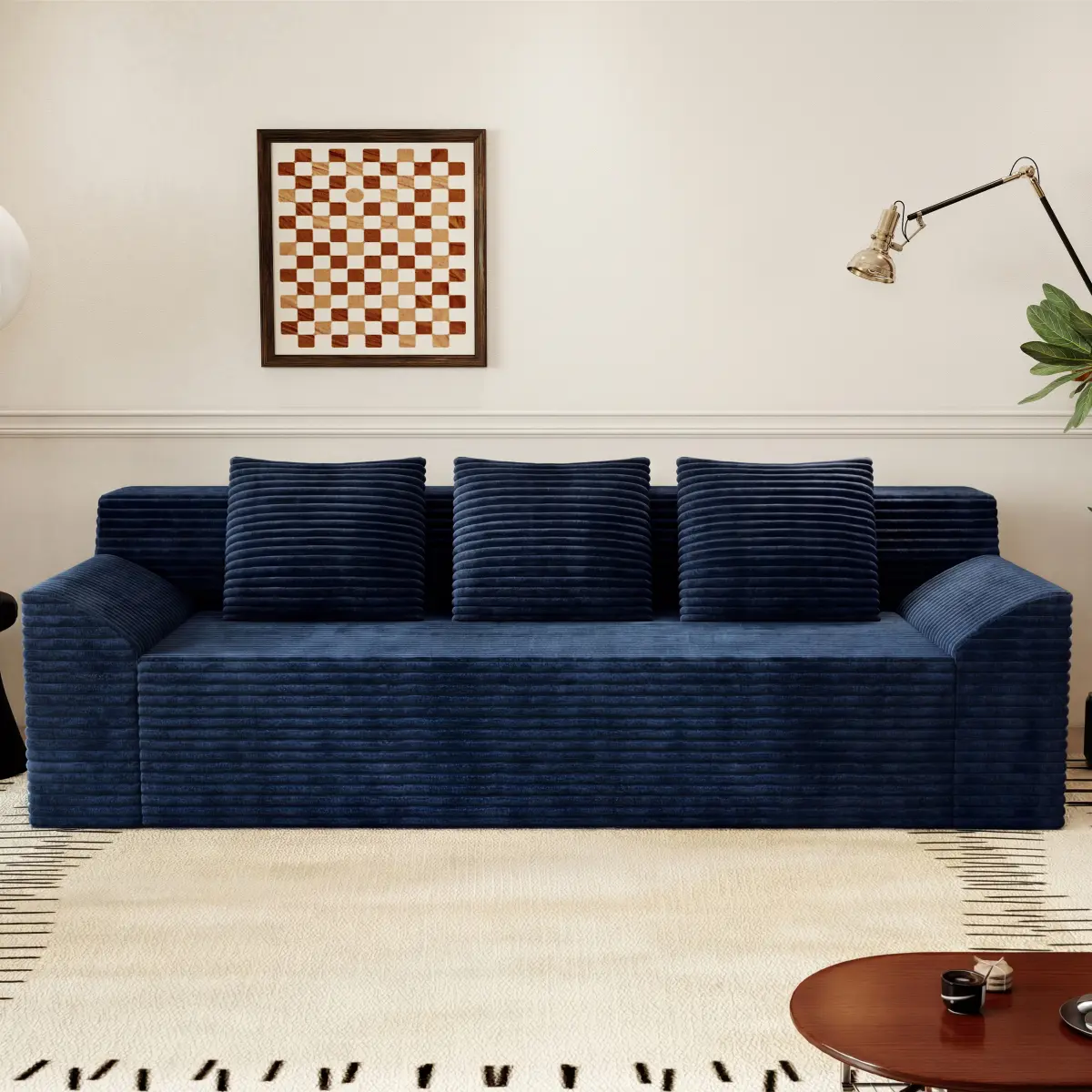 71" Modern Corduroy Boneless Sofa - Ergonomic, Luxury Plush Pre-Assembled 1pc Sofa, Deep Seat Comfy Loveseat for Living Room Small Spaces (71"x36"x16"), Boneless Modern Sofa, Modern Corduroy Sofa