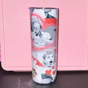 I Love Lucy 20 oz Tumbler with Iconic Characters and Heart Accents for Fans Drinkware