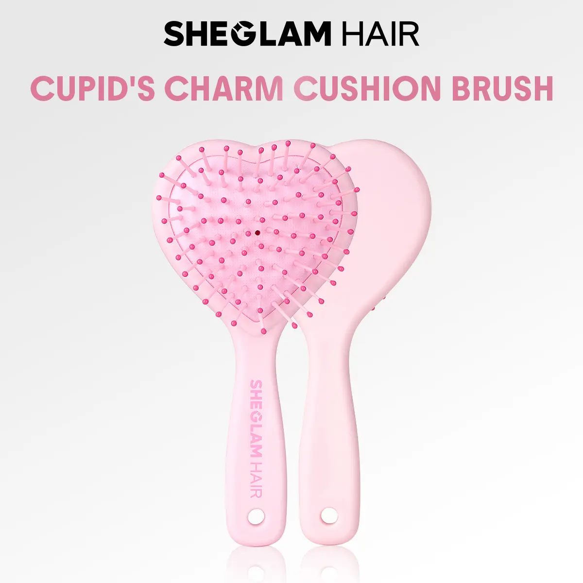 SHEGLAM HAIR Cupid's Charm Cushion Brush | Hair Brush | Heart Shape Flexible Brush | Detangle Knots & Massage Scalp | Longer Grip & Better Hold For Easy Styling For Multiple Hair Types #hair products #girly essentials #hair tools