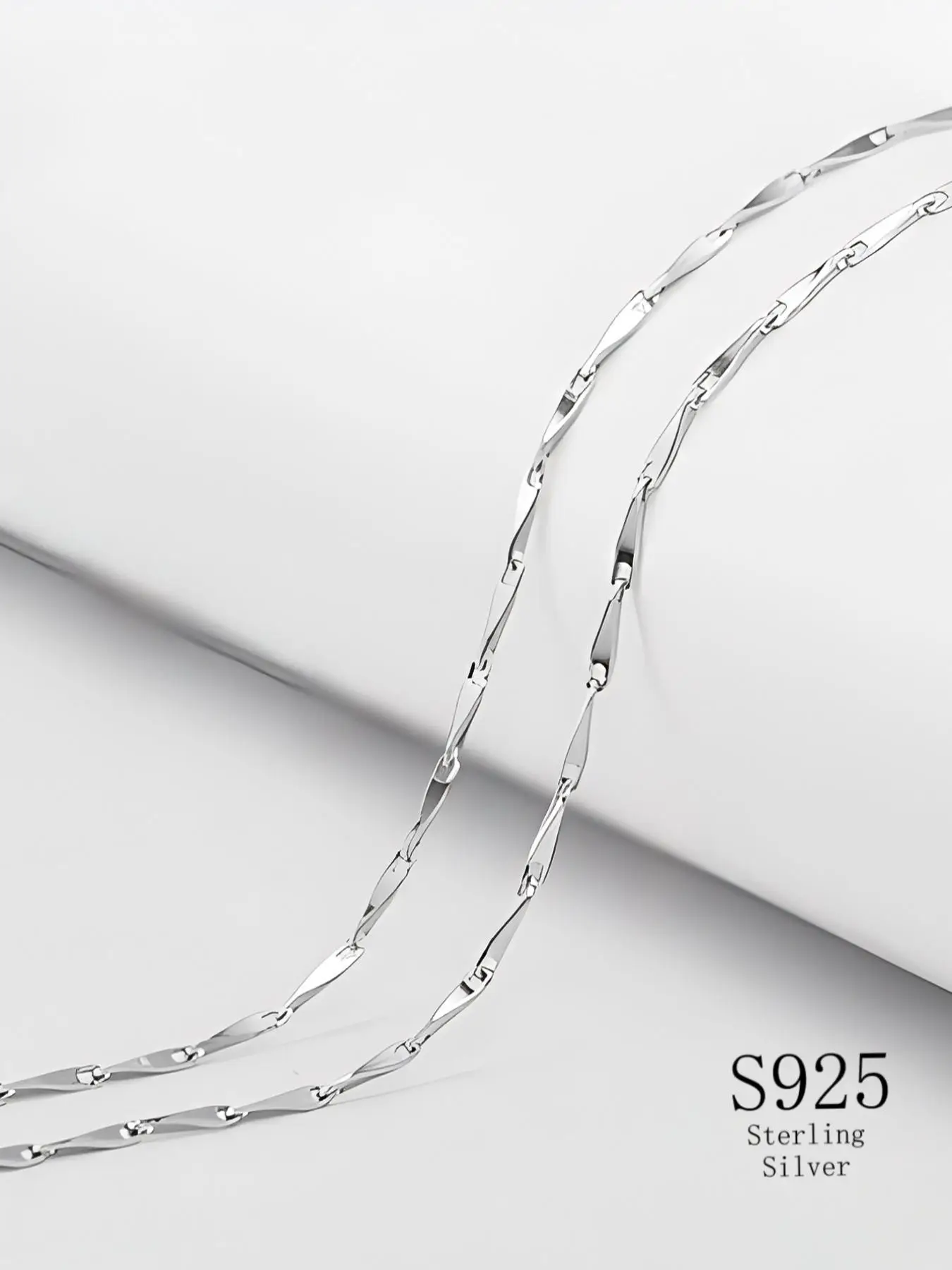 S925 Sterling Silver Necklace, Simple Plain Chain Necklace, Fashion Jewelry for Party, Daily Clothing Decor, Trendy All-match & Exquisite Jewelry for