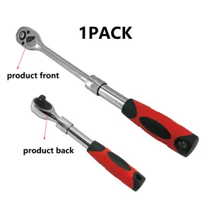 3/8 Inch Drive Extendable Ratchet Wrench, 72 Teeth Reversible Ratchet Wrench with Soft Grip Handle, Professional Hand Tool, Automotive Vehicle Tool for Home & Office, Automotive Repair Tools