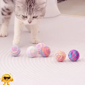 Crochet Knitted Cat Toy Balls with Bell - Fun Interactive Yarn Balls for Cats & Kittens, Soft Non-Toxic Pet Toys to Relieve Boredom, Encourage Exercise & Satisfy Hunting Instincts