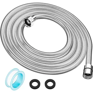 Shower Hose, 118 Inches Shower Hose Extra Long, Premium 304 Stainless Steel Shower  Hose, Flexible Hand Held Shower Hose Extension, Universal Shower Hose Replacement G1/2 Threaded Insert and Nut