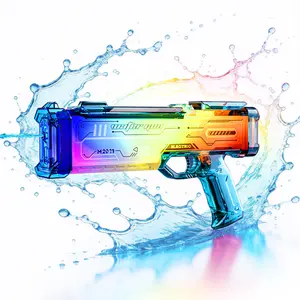 Blue Futuristic Electric Water Gun, Rechargeable Transparent Gradient Water Blaster with Continuous Firing, Ideal for Pool, Beach & Outdoor Water Games