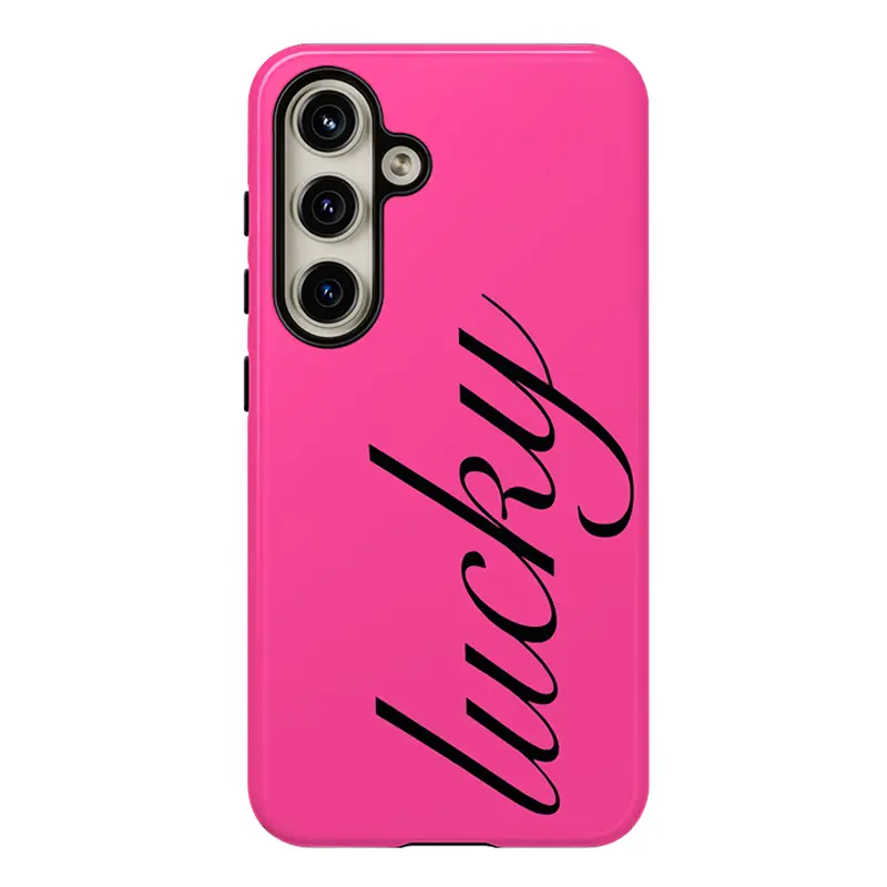 Lucky Script Design Phone Case,Shockproof Rugged Cover Dual Layer Soft TPU Hard Bumper Shell for Samsung S26 S25 S24 S23 S22 S21 NOTE20 Ultra A71 A56 A36 Plus FE A06 A13 A14 A15 A16 A23 A25 A26 A34 A57 A37 A33 A32 A17 A07 A52 A53 A54 A55 S25edge