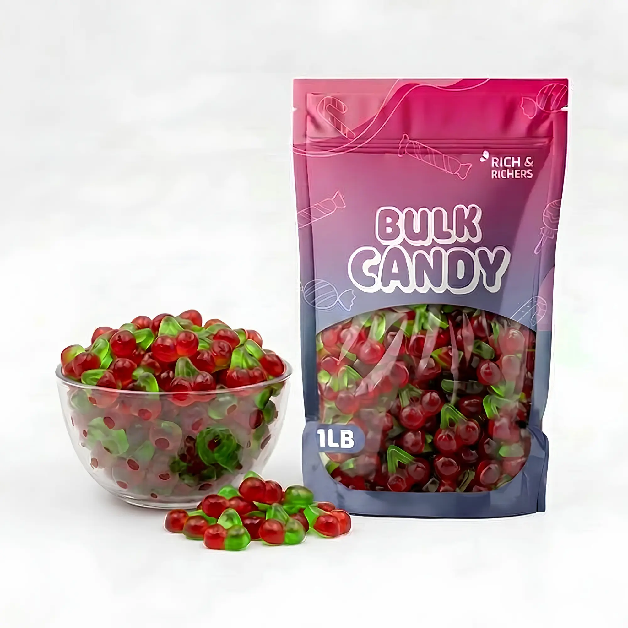 Haribo Happy Cherries Gummy Candy, 1lb Bulk Bag, Iconic Twin Cherry-Flavored Chewy Jellies, Premium Imported Snack, Kids Party Treats