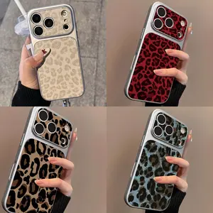 Multicolor Full-Print Leopard Smartphone Case, Luxury Leather-Texture Protective Casing for iPhone 11-17 Pro Max, Full-Body Shockproof Cellphone Accessory with Aesthetic Cheetah Pattern, Korean-Japanese Style for Women