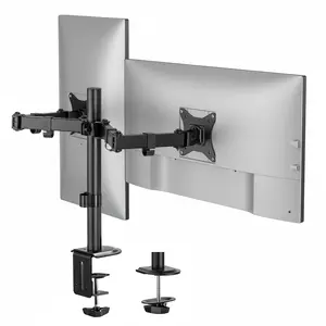 Mount-It! Full Motion Dual Monitor Desk Mount for 17”-32” Screens, Supports 19.8 lbs per Arm, Tilt & Swivel Adjustment, Landscape & Portrait Modes – for Home or Office Use, Clamp or Grommet Base