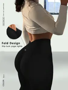 Women's High-Waisted Seamless Construction Yoga Leggings, Tight-Fitting Moderate Stretch Fabric, Perfect for Gym & Exercise, Casual Style