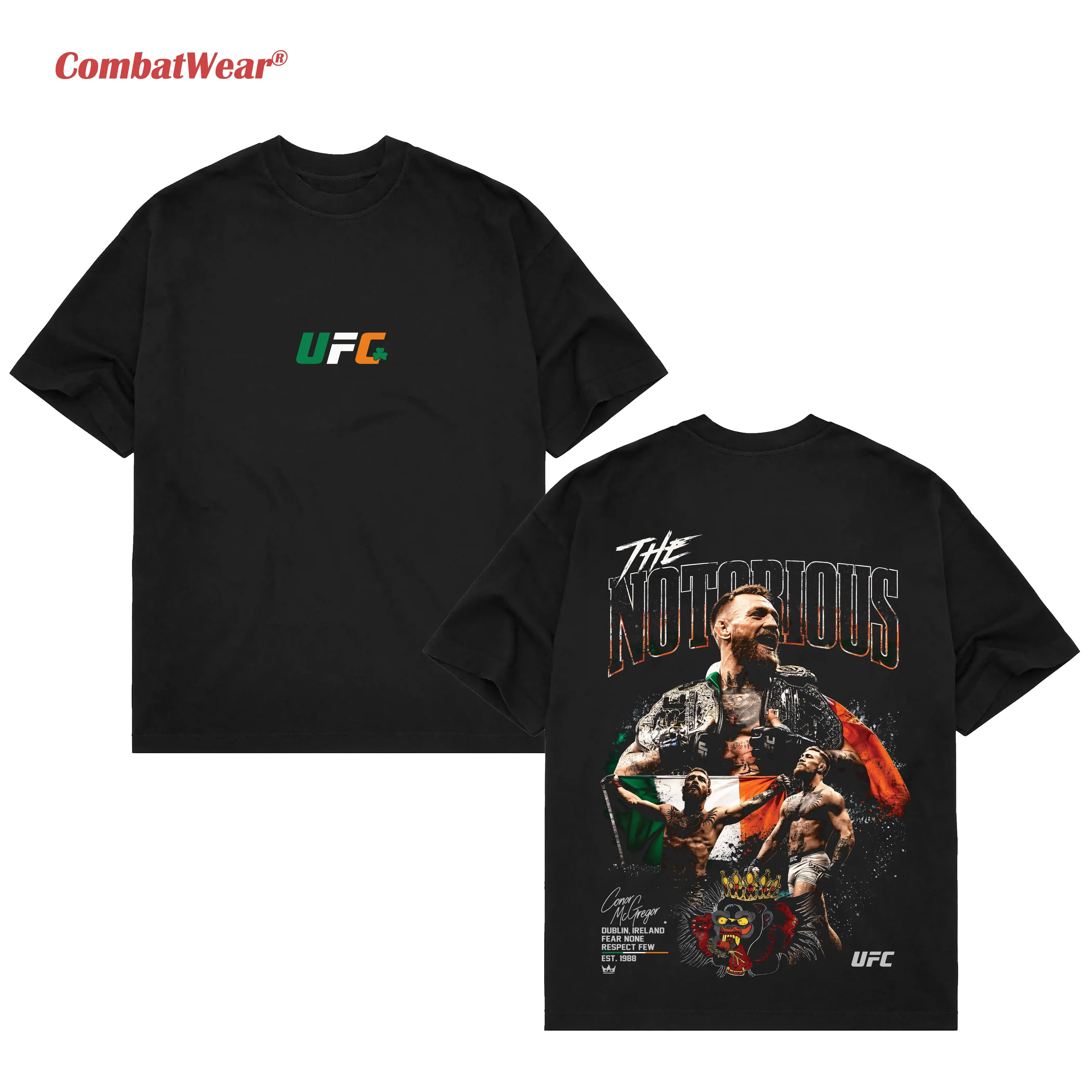 Men's UFC 329 Black Conor McGregor T-Shirt, The Notorious UFC Graphic Tee, UFC MMA Shirt, Gift for Fighters, Sports Apparel