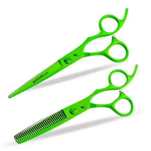 6.0-inch green hairdressing scissors made of 6cr steel, cutting scissors, thinning scissors, Thinning Shears, ergonomically designed right-handed scissors, suitable for both men and women, Hair Cutting Accessories
