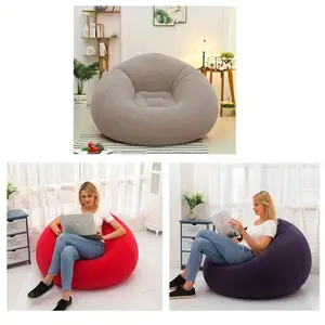 Inflatable Lazy Chair, Portable Foldable Single-Person Sofa, Soft Fleece, No Assembly, Indoor Outdoor Use, Camping, Modern Decor, Modern Comfy Couch, Folding Sofa