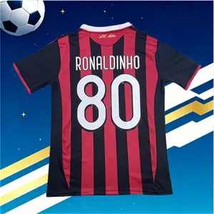 09 10 Home Retro No.80 Ronaldinho Short Sleeve Soccer Jersey
