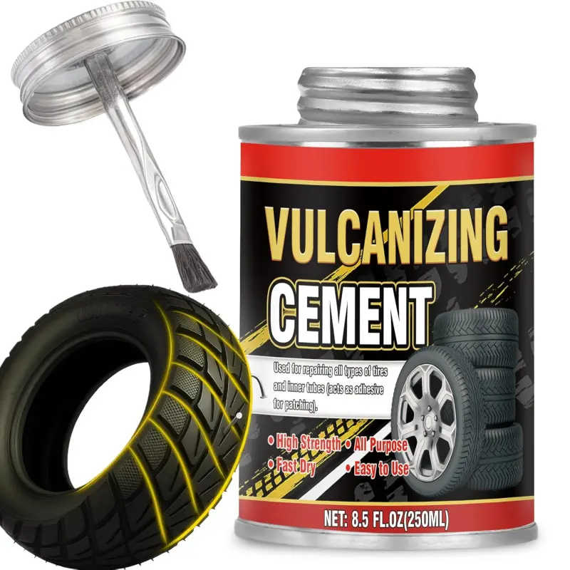 Chemical Vulcanizing Cement – Clear Tire Repair Glue, All Purpose Rubber Cement Glue for Tire Patches and Plugs, Fast-Drying Repair Adhesive for All Rubber