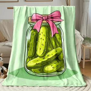 Pickle Art Flannel Blanket - Soft, Lightweight All-Season Use Throw with Vibrant Pickle Print, Machine Washable, Durable Fabric, Contemporary & Playful Design for Sofa, Bed - Cozy Gift for Family