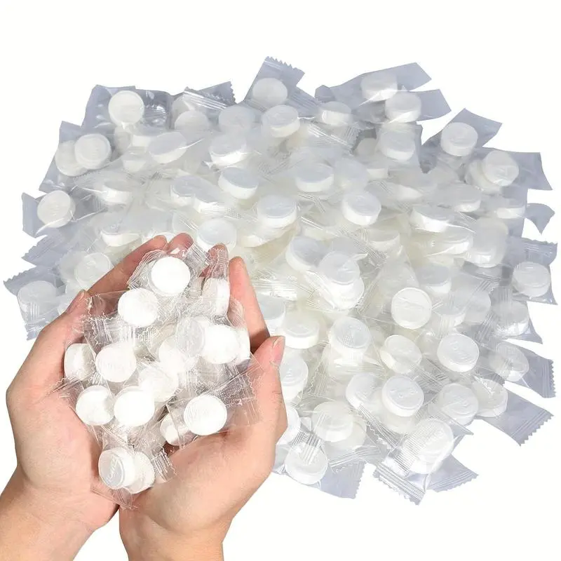 300 PCS Compressed Towels Mini Tablets Disposable Portable Face Towel Cotton Coin Tissue Portable Towels for Travel Camping Hiking Outdoor Sports Beauty Salon