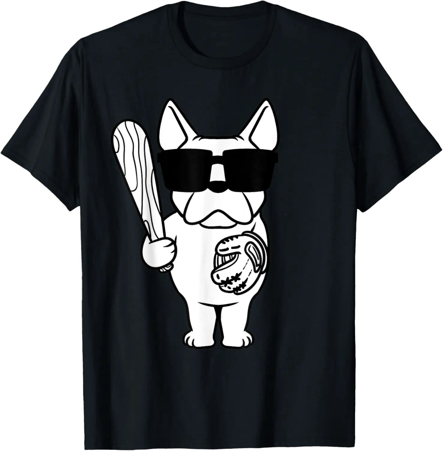 French Bulldog Dog With Baseball Bat And Glove Baseball T-Shirt - Alaishasmith Shop 76B0B5G794MM