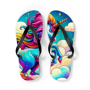 Whimsical Unicorn Flip Flops - Colorful Beach Sandals, Summer Vacation Footwear, Festival Style, Gift for Unicorn Lovers