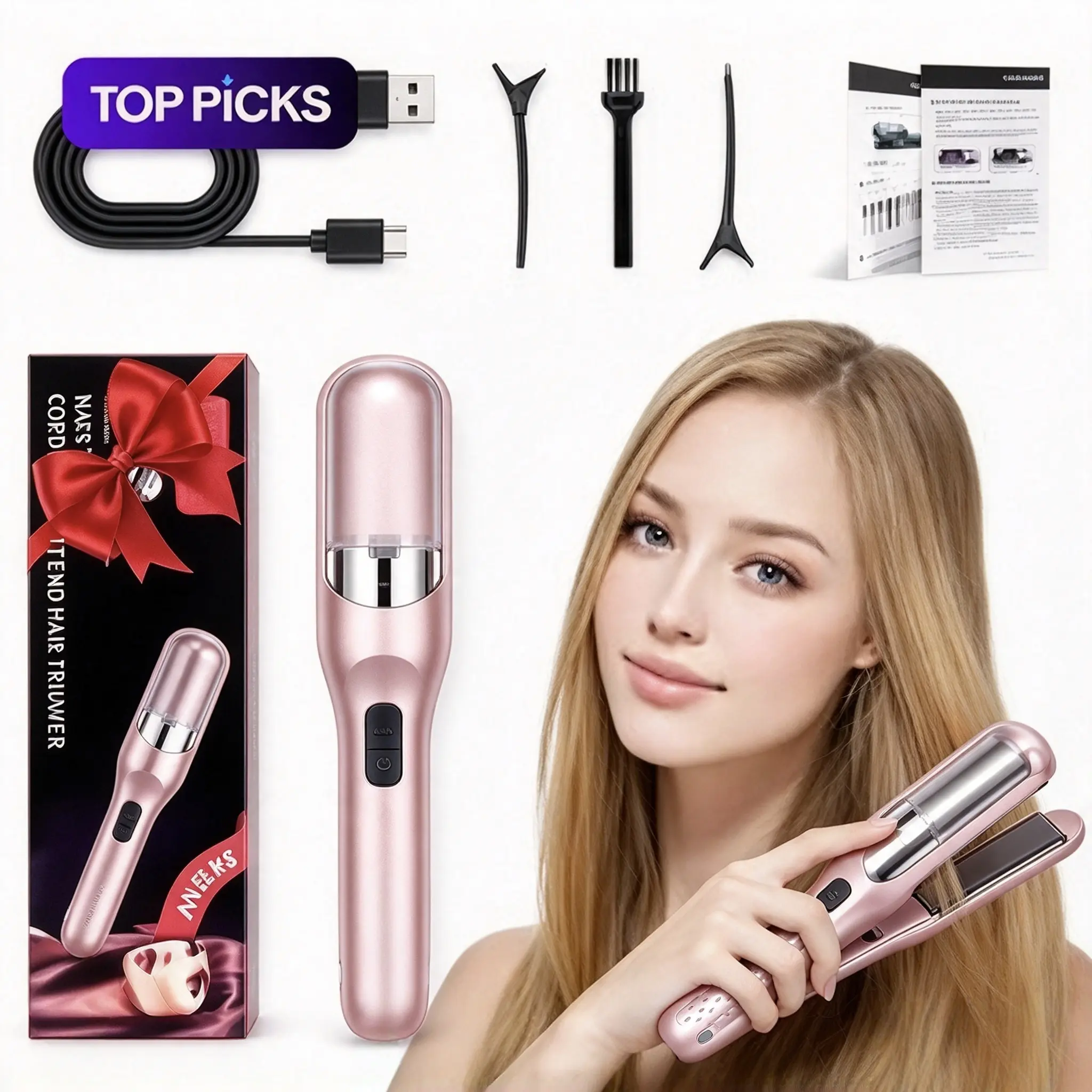 Professional Split End Trimmer, Type-C Rechargeable Multifunctional Portable Cordless Hair Care Personal Care Gadget, Personal Care Gadgets