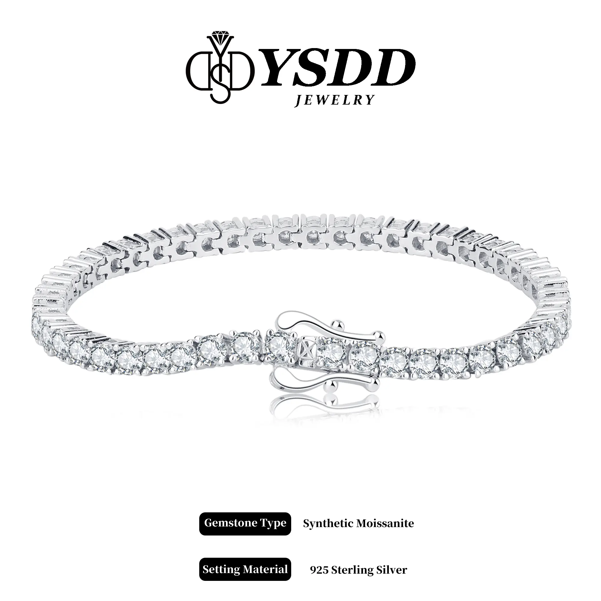 【#207 Classic Tennis Bracelet】3mm 5.2Carat Classic Tennis Bracelet Synthetic Moissanite Tennis Bracelet in 925 Sterling Silver