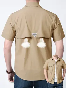 Men's Summer Short Sleeve Plain Casual Shirt, Quick-Dry Tactical Shirt, Outdoor Workwear, Multi-Pocket Collared Shirt, Military Style, Breathable Top, T-Shirt