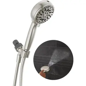 Brushed Nickel Shower Head with Handheld, Showerhead with High Pressure Spray, Handheld Shower Head, 6 Spray Settings, SpotShield Brushed Nickel 75740SN