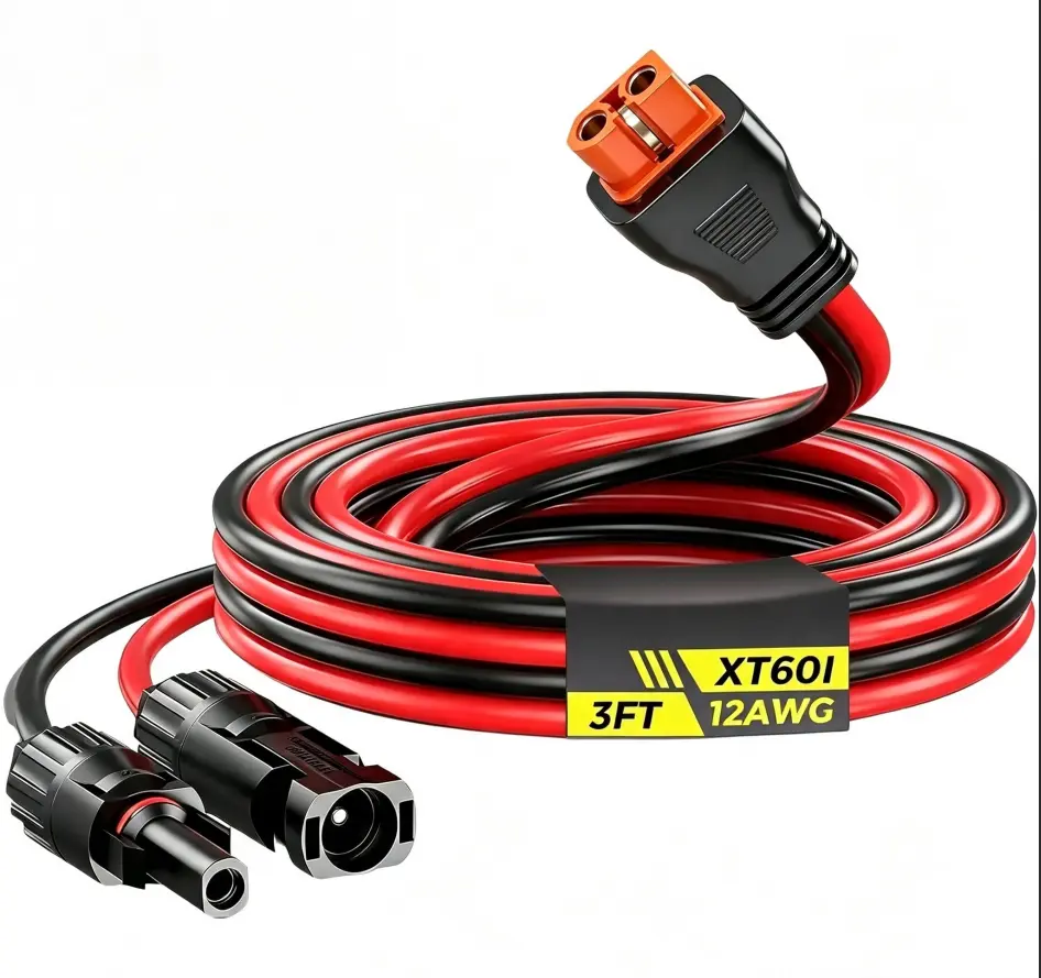 BloomHutch 12AWG Length Solar to XT60i-F Adapter Charging Cable with Plug-In Ends, 3-25FT Extension Cable for Portable EcoFlow River Delta Power Station, Outdoor Power Transfer for RV Battery
