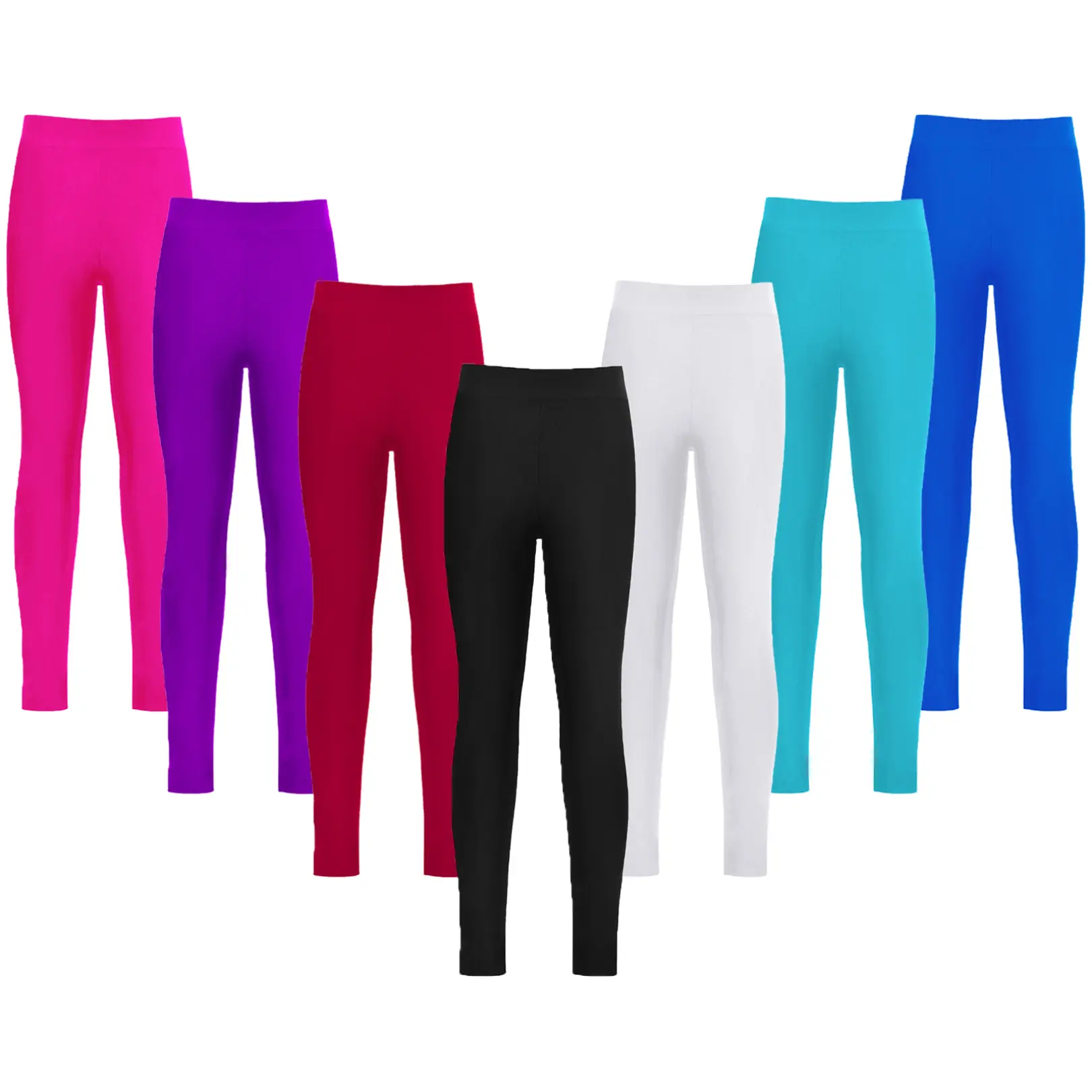 easyforever Girls' Athletic Leggings - 85% Polyester 15% Spandex Polyester Blend, Elastic Waistband, Lightweight Breathable Active Activewear, Comfortable Full-Length Athletic Bottoms for Gymnastics, Ages 6+ Yrs (Fitness Gymwear, Gym Fitness Sportswear)