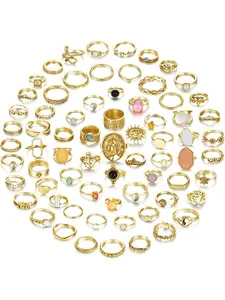 70 Pcs Vintage Crystal Ring Set Jewelry Knuckle Rings for Women Bohemian Stackable Joint Rings Retro Boho Stacking Joint Finger Rings Pack Jewellery