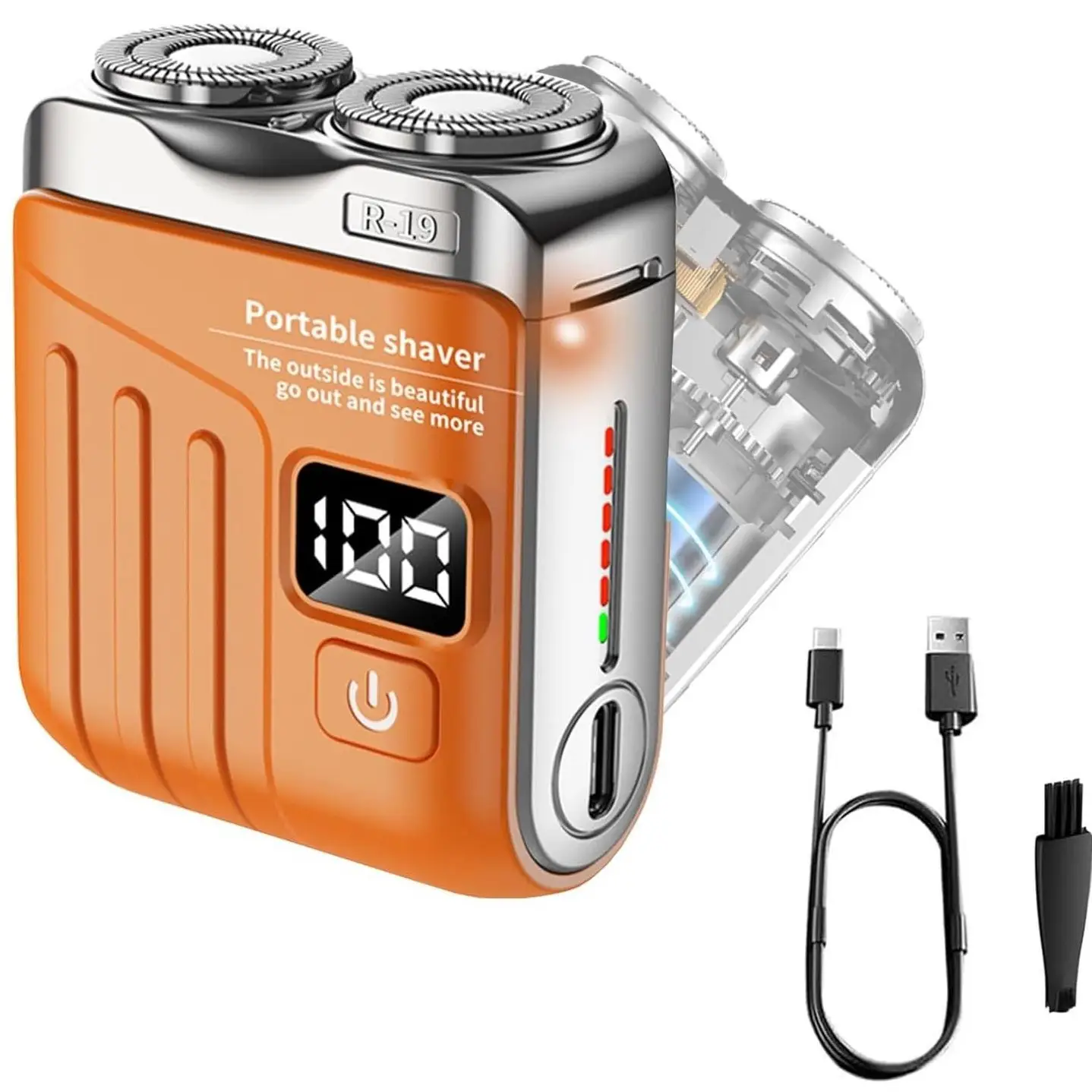 【Deals for you Days】R-12 Electric Shaver for Men - Waterproof Beard Trimmer with Travel Case | USB-C Fast Charge & 90min Runtime | Home, Gym, Travel G