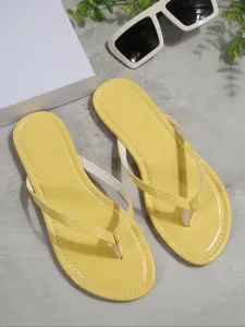 Women's Glossy Flip-Flops, Casual Street Style Summer Beach Sandals, Flat Non-Slip Slippers, Home Wear, Flat Slides Sandals, Flat Sandal Shoes