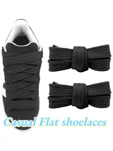 1 pair of shoelaces, wide shoelaces, white and colored shoelaces, in stock. Suitable for casual shoes, boots, dad shoes. Single-layer flat shoelaces, solid flat shoelaces, thick-style shoelaces, wide-version solid-color shoelaces, replacement shoelaces
