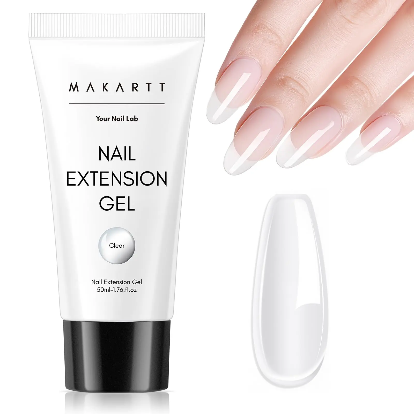 Poly Nail Gel Clear 50ML: Professional Nail Extension Gel | Natural-Looking Strengthener, Gel Builder Sculpture, 3D Molding, Long-Lasting, Nail Correction, Easy to Use, Home Salon DIY