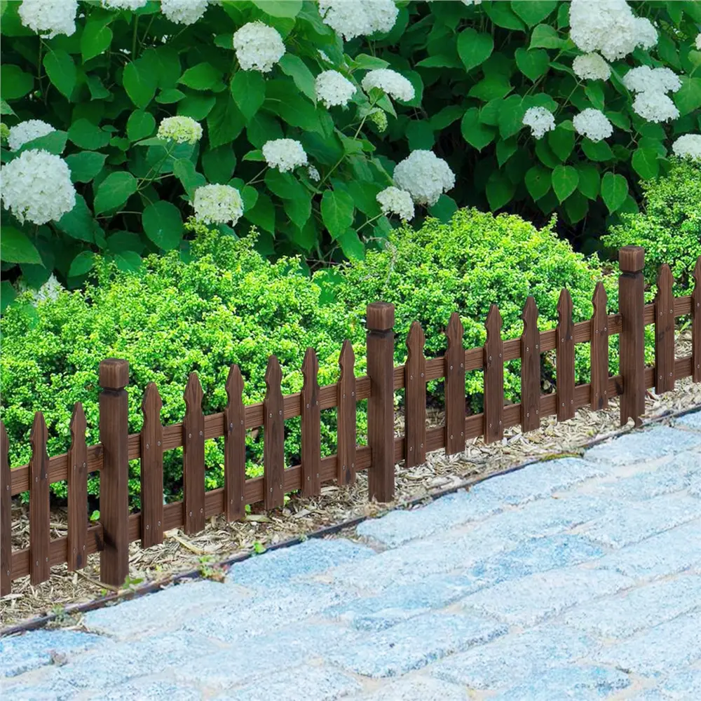 Yaheetech 5-Piece Rustic Natural Wood Decorative Garden Fence, Pricket Fencing Garden Edging Border, 11.5” H x 35.5” W for Home Improvement, Decorative Garden Fences