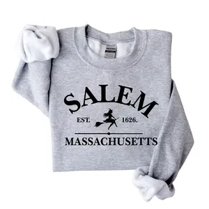 Salem Massachusetts Witch Sweatshirt – Vintage Halloween Crewneck for Spooky Season