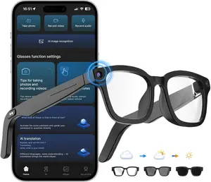 Oucscru Wearable AI Smart Glasses with ChatGPT, 8MP Camera, Audio, 164-Language AI Translation, Bluetooth Voice/Calling, 8-Hour Music Playback & Photochromic Lens