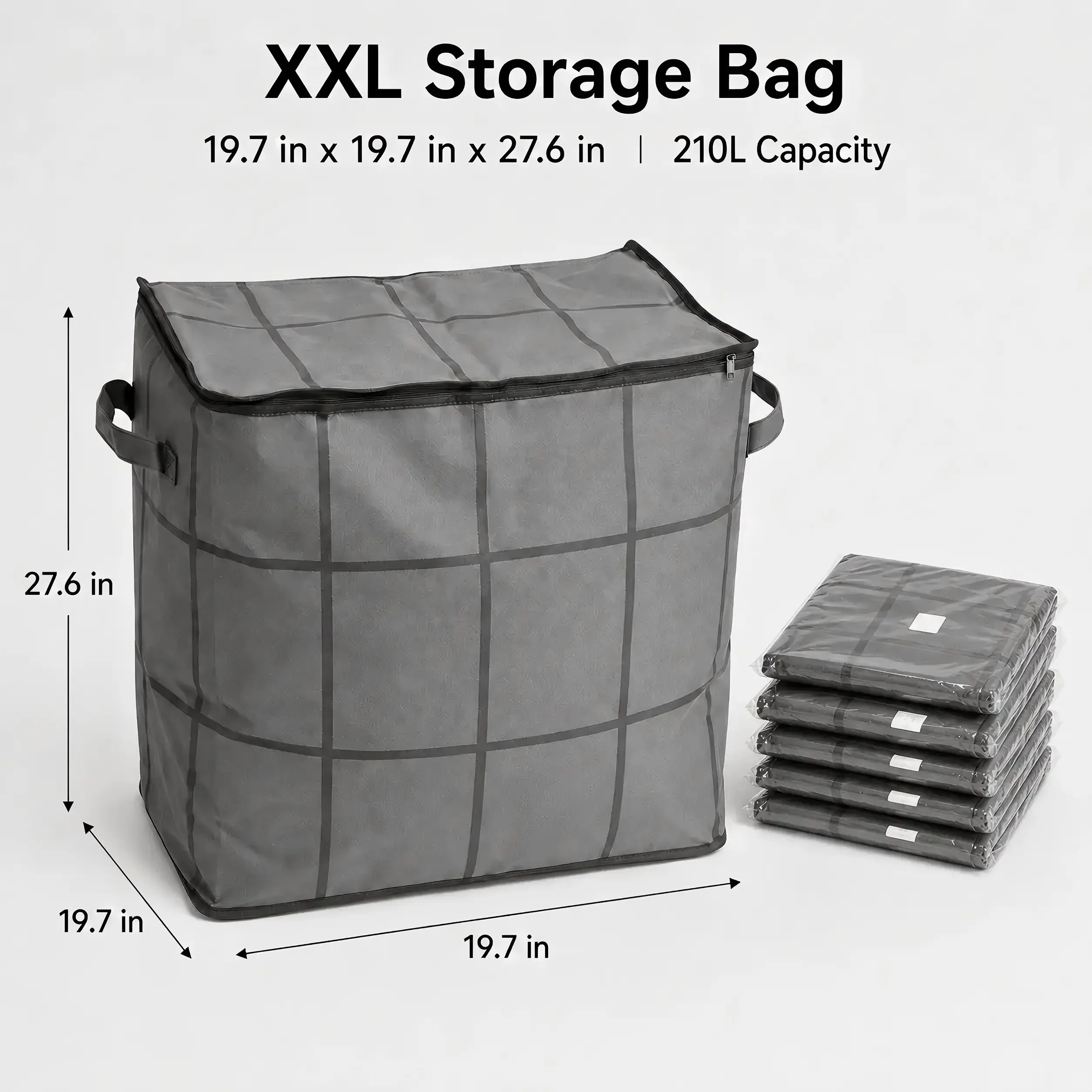 Non-Woven Fabric Storage Organizer, Extra Large Zippered Gym Bag for Bedding, Sweaters & Quilts, Practical XXL Bin for Moving & Closets