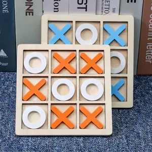 Wooden Xo Tic Tac Toe Board Game, Family Board Game, Strategy Board Games, Casual Battle Strategy Puzzle, Durable Wood Material, Perfect Gift for Kids & Adults