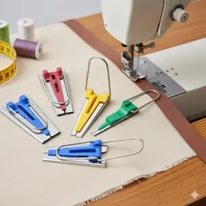 Adjustable Bias Tape Maker Tool for DIY Sewing, Multi-Size Quilt Binding & Hemming Foot, Quick Slip-Resistant Roller for Easy Fabric Edge Binding, Home Sewing Machine Attachment for Crafting, Sewing Supplies Crafts