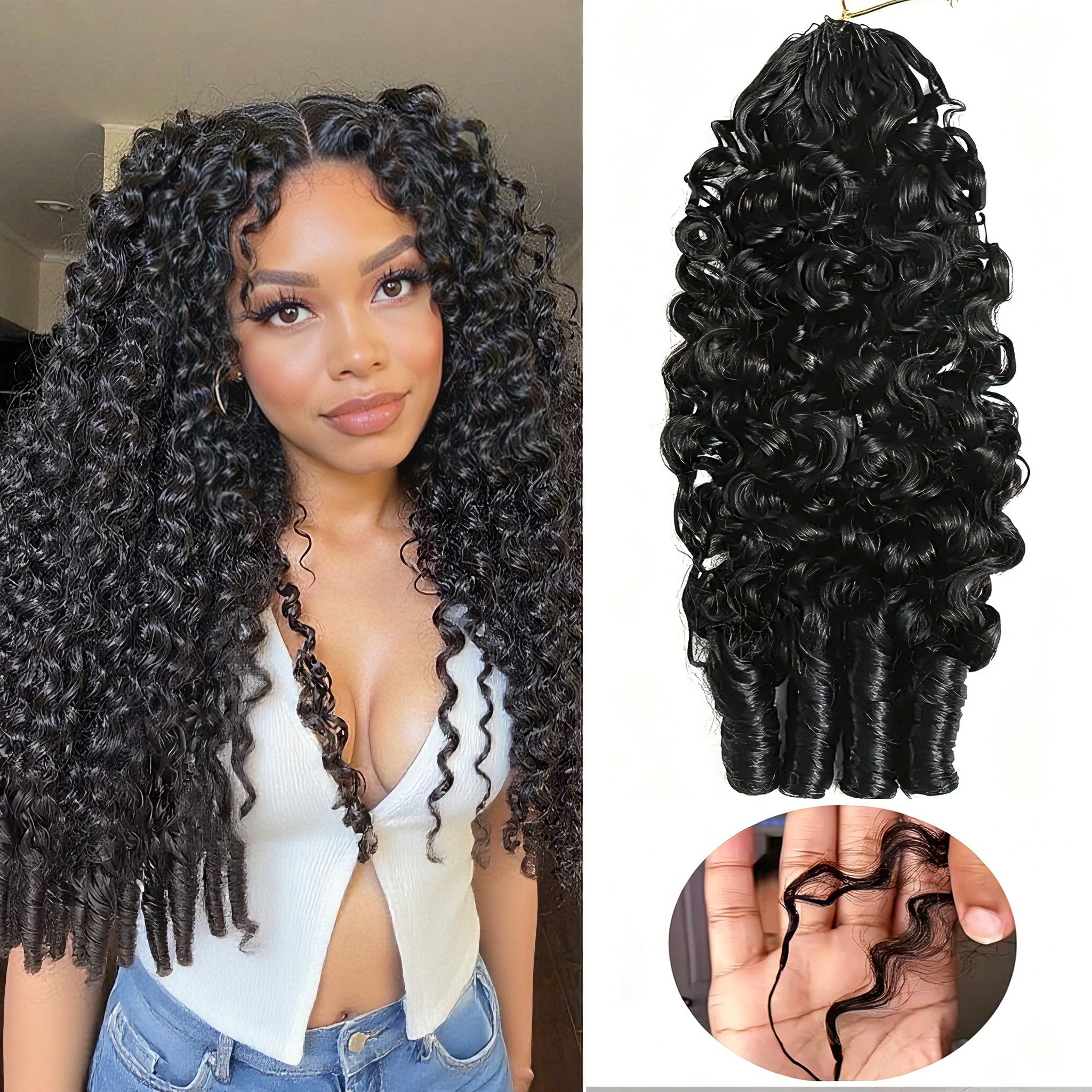 [Bling Hair]  Burmese Curly Feather Crochet For Braiding Pre-Separated Invisible Knotless Crochet Hair 100% Human Hair Extensions For Women