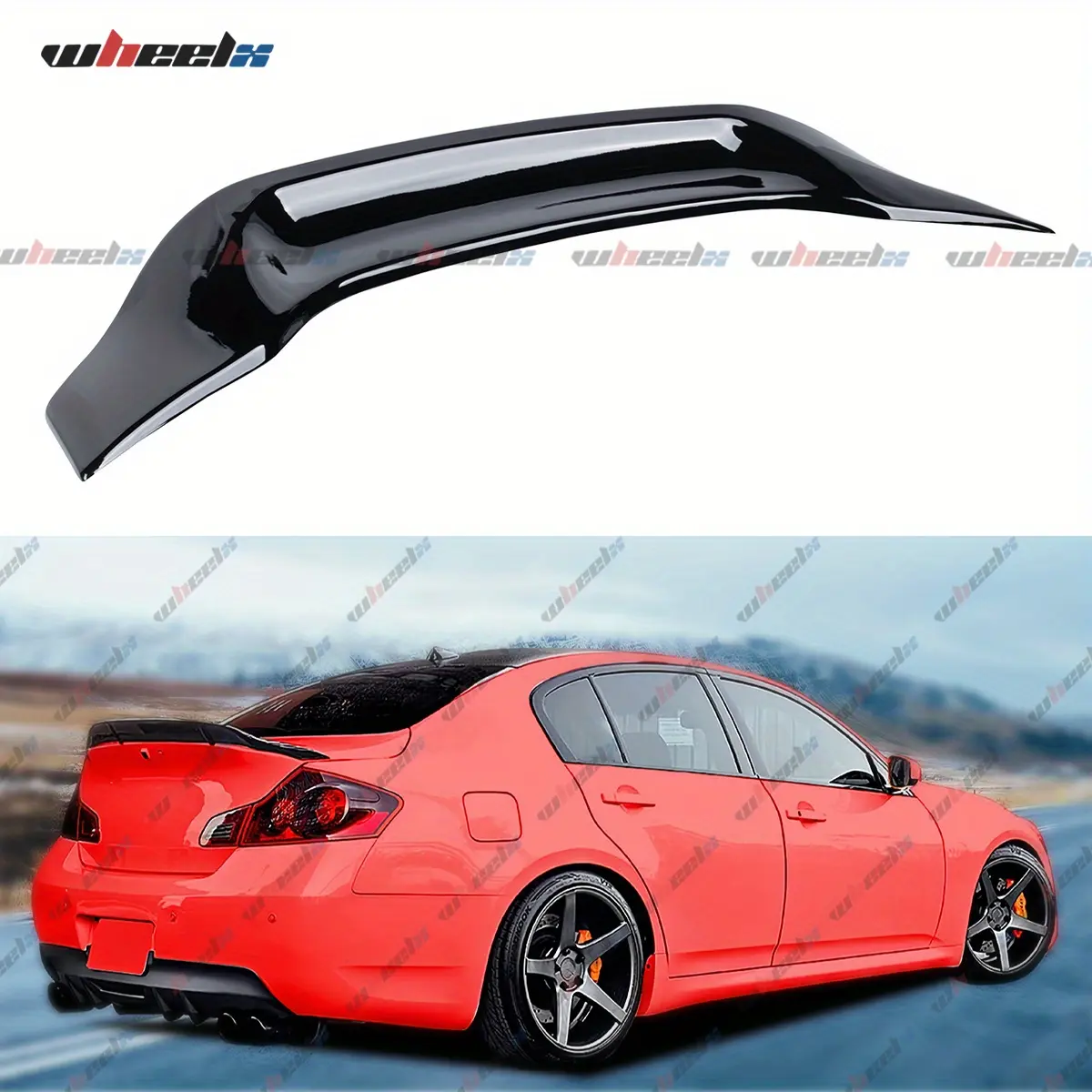 2009-2013 – Infiniti G35 G37 G25 Q40 4-Door Sedan – R-Style High-Kick Duckbill Trunk Wing with Carbon Fiber Pattern, Aerodynamics-Enhanced JDM Accessory, Double Tape Equipped, Direct Fit (Not Coupe)