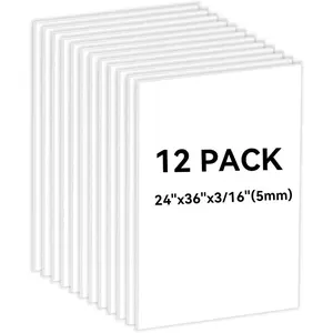 12 PACK White  Board 24x36x3/16 inches(5mm), Three-tiered, Poster Board for Art, Crafts, Signage, Displays, Paintings, Presentations, and School projects-Lightweight, Sturdy, Warp-Resistant