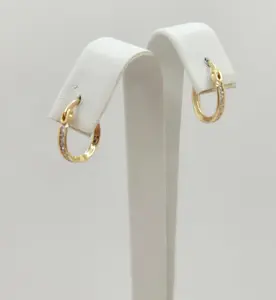 10KT DELICATE CZ DETAIL HOOPS EARRINGS Size 1 Weight 1.1GR
