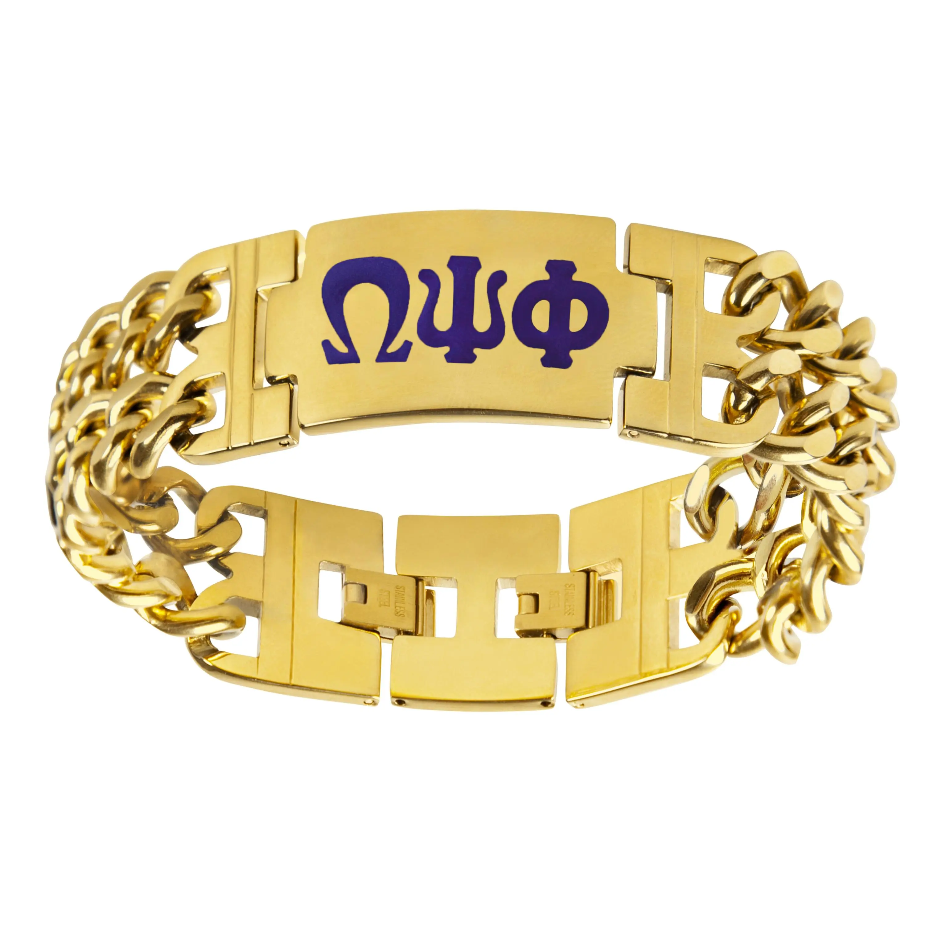 BBGreek – Omega Psi Phi – Heavy Bracelet Greek Letters – Official Vendor
