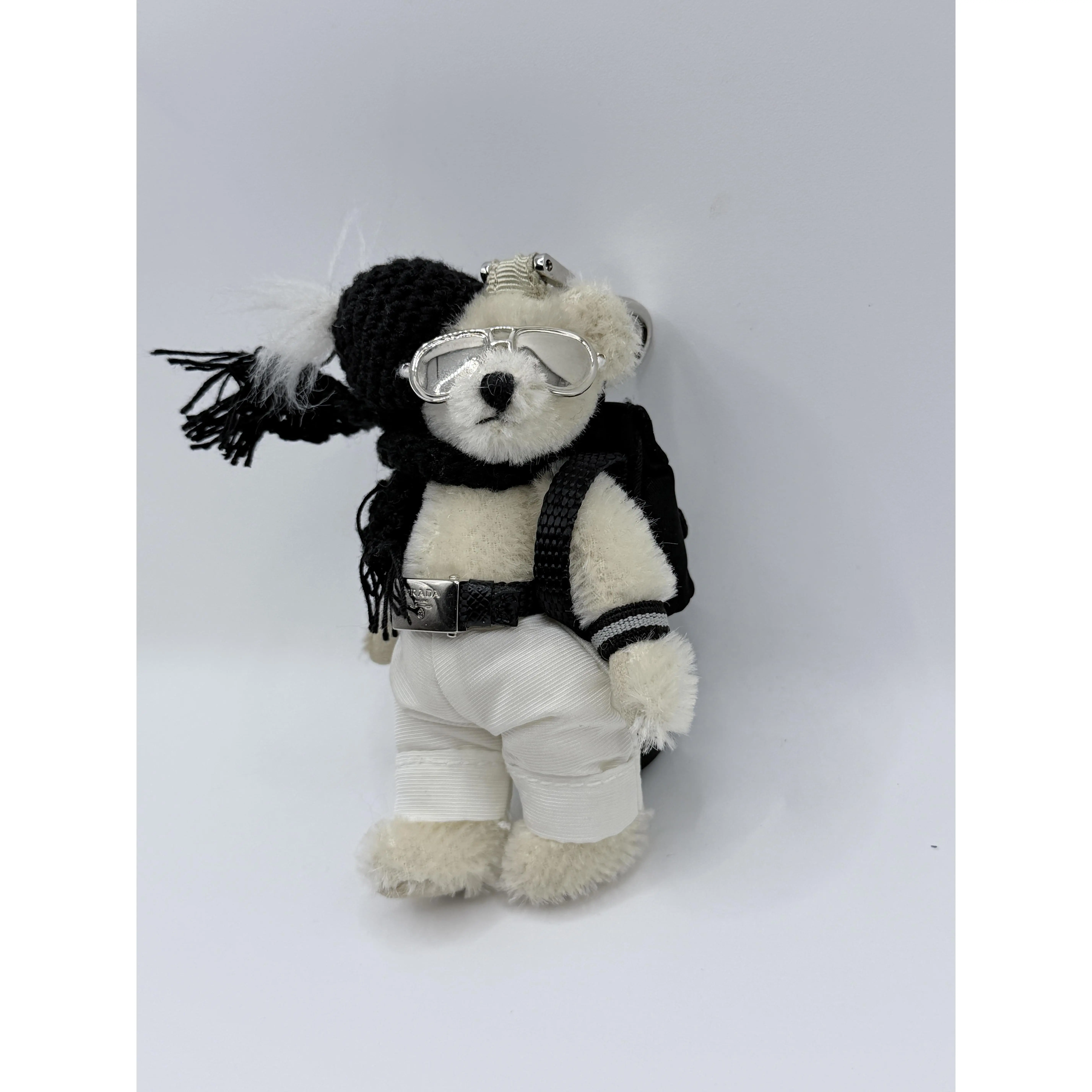 Pre-owned PRADA fur key Chain Franz Bear Trick Ski Teddy Bear Bag Charm Keychain JD772PR