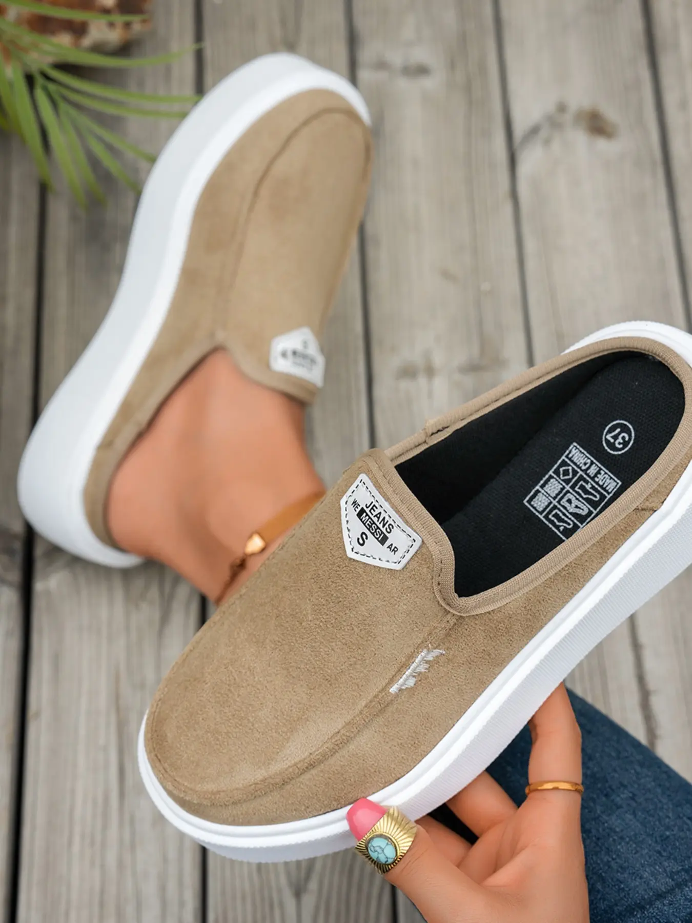 Pure Color Low Top Casual Shoes, Slip-On Board Sneakers, European and American Fashion Trendy Half Sandals, Women's Footwear, Lightweight slip ons, Leisure Shoes