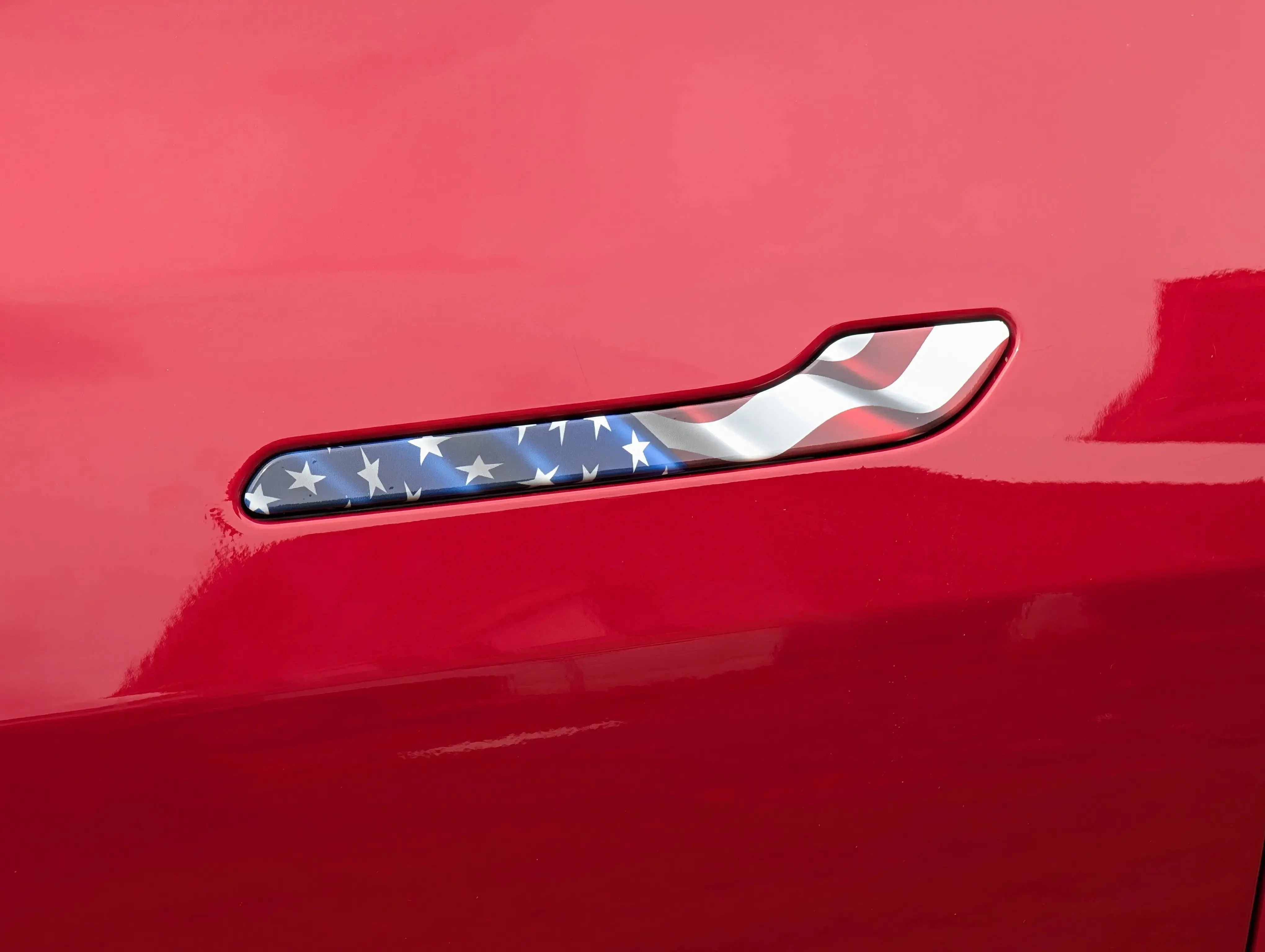 American Flag Door Handle Decal Wrap, Precision Cut Peel-and-Stick Car Sticker for Tesla Model 3 & Model Y (4-Door Set), Patriotic Car Vehicle Decoration, Sticker For Cars