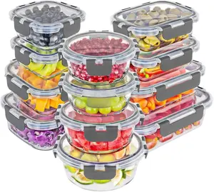 Ultimate Glass Food Storage Containers Set - 24-Piece Airtight Locking Lids for Lunch Meal Prep Fridge Freezer Dishwasher Safe BPA-Free