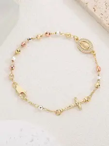 Women's Elegant Our Lady of Mary Design Bracelet, Pendant Bracelet, Fashion Religious Faith Jewelry with Cross, Trendy All-match & Exquisite Jewelry for Birthday Gift